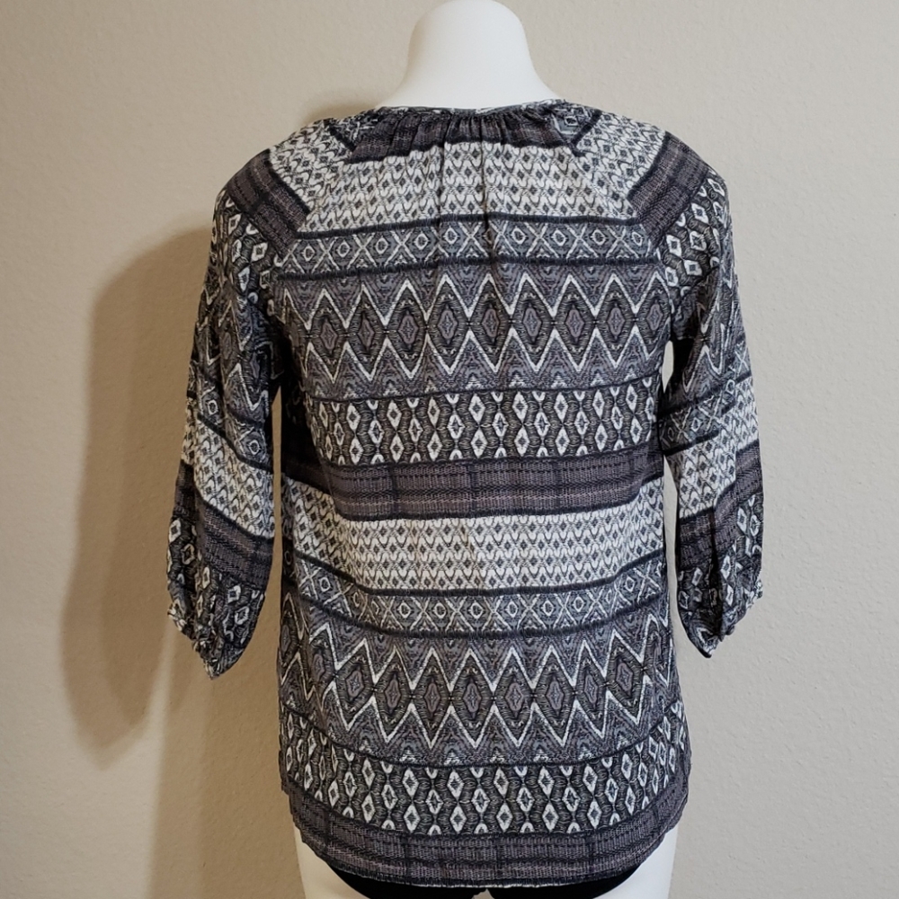 Cynthia Rowley Silk Blouse | Gray & Black Women's Size XS - Picture 6 of 8